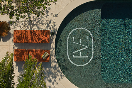 The Eve pool monogram from above.