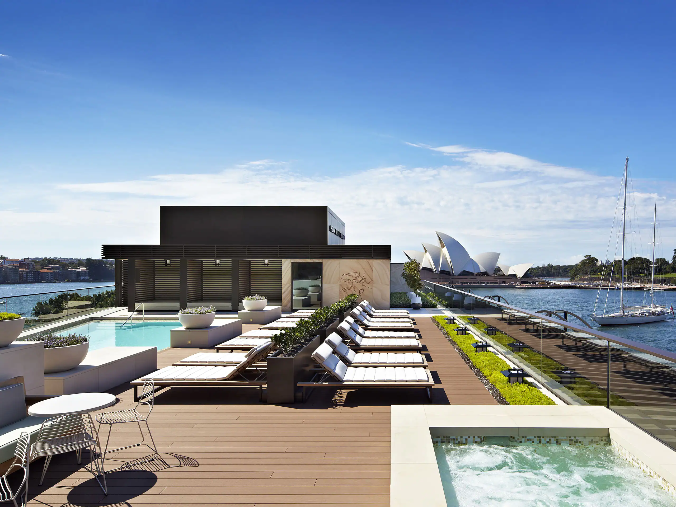 The rooftop pool deck at Park Hyatt Sydney.
